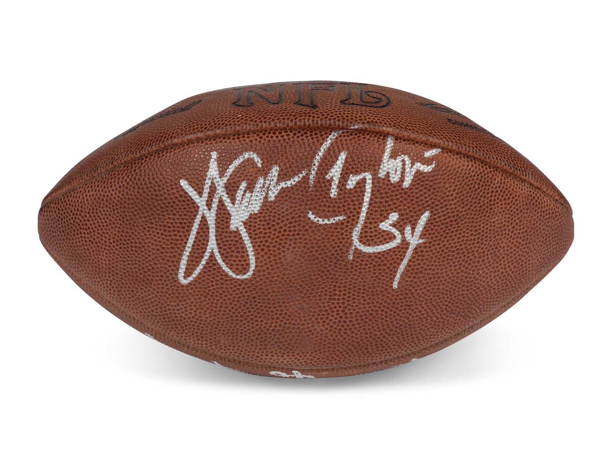 A Football Hall of Fame Legendary Running Backs Signed Autograph Football Featuring Walter Payton, Jim Brown and Gale Sayers (Beckett Authentication Services Letter),