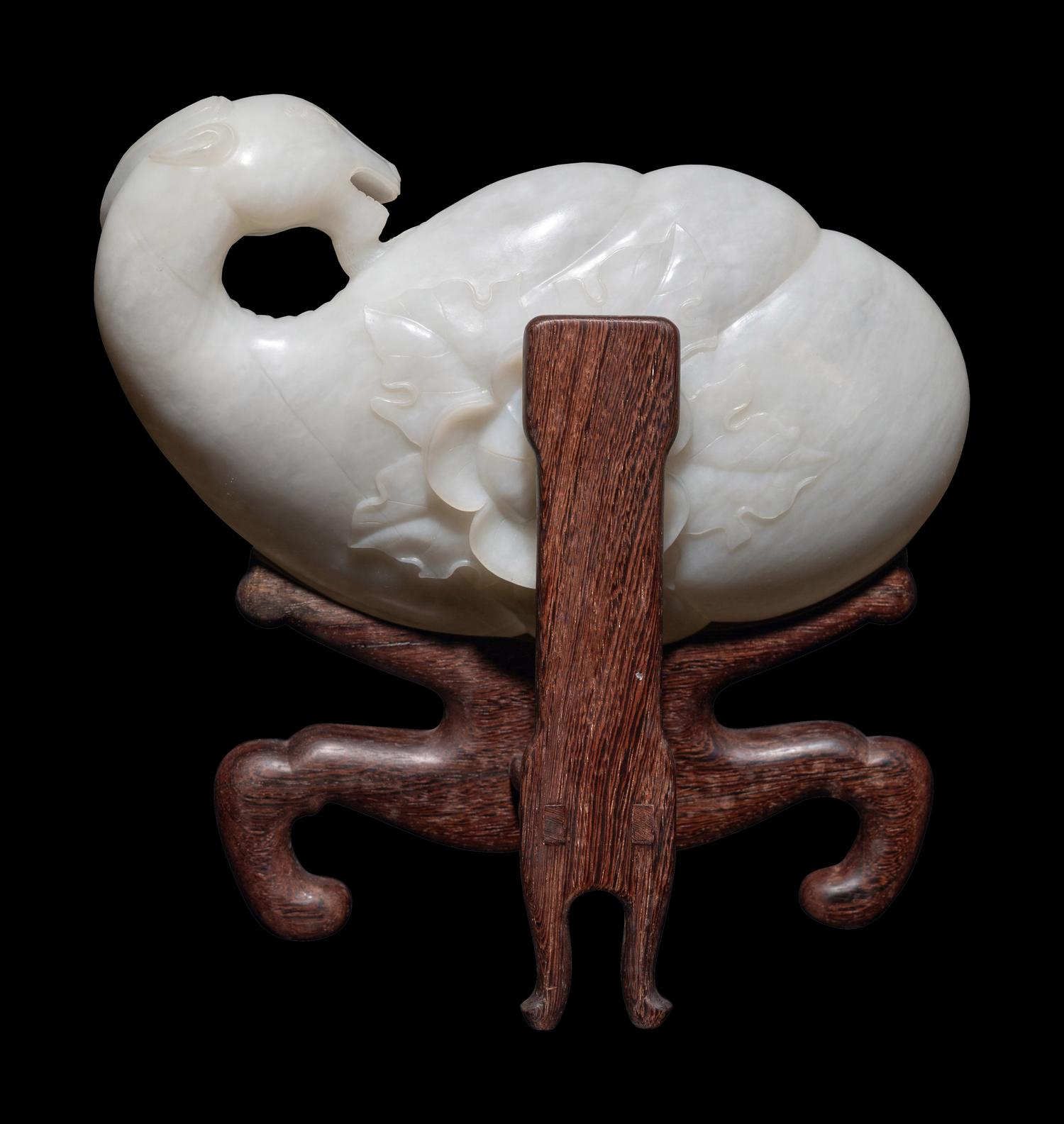 A Chinese White Jade 'Ram's Head' Dish