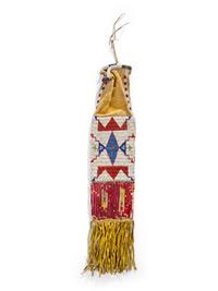Sioux Beaded Hide Tobacco Bag, with American Flags