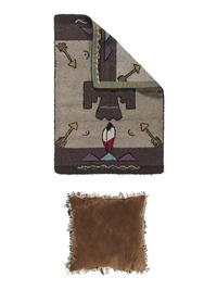 Northern Cree Beaded Hide Pillow and Native-Inspired Hook Rug