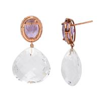 AMETHYST, QUARTZ AND DIAMOND EARRINGS