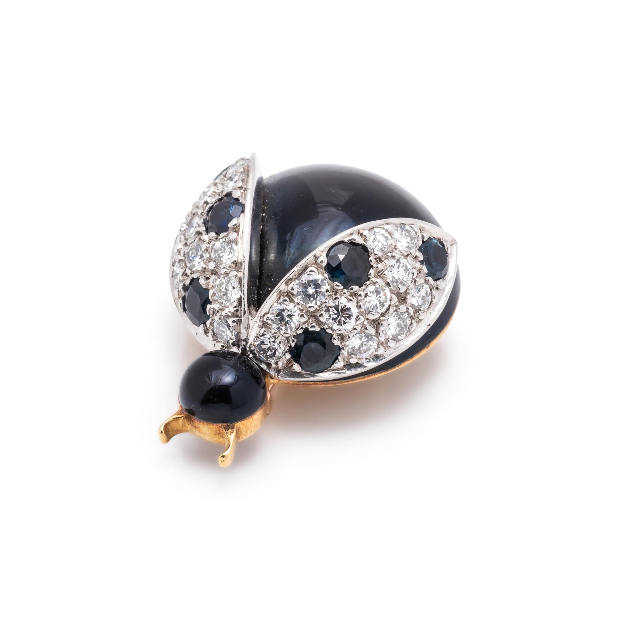 CELLINO, SAPPHIRE, DIAMOND AND ENAMEL BEETLE BROOCH