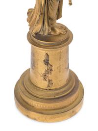 A Pair of Empire Style Gilt Bronze Three-Light Figural Candelabra