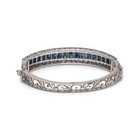 SYNTHETIC SAPPHIRE AND DIAMOND BANGLE BRACELET