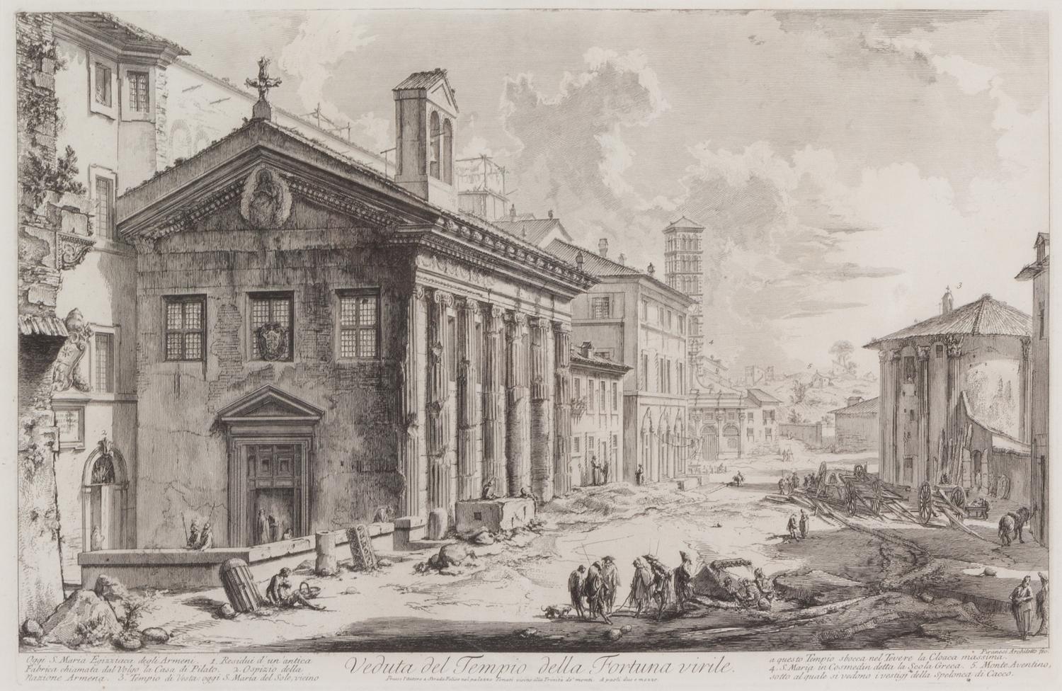 Giovanni Battista Piranesi, (Italian, 1720-1778), Veduta del Tempio della Fortuna Virile (from Vedute di Roma ), c. 1758