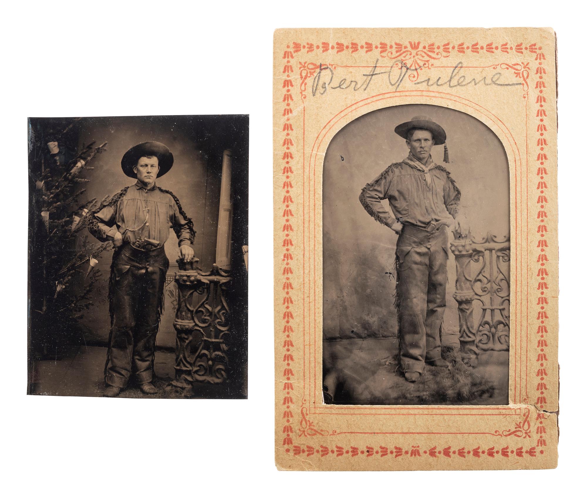 [AFRICAN AMERICANA] -- [WESTERN AMERICANA]. [GREEN, John, photographer]. A group of 2 tintypes of western subjects. [Denver, CO], ca 1890-1910.