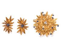 An 18 Karat Yellow Gold, Diamond and Sapphire Demi-Parure, Tiffany & Co.,