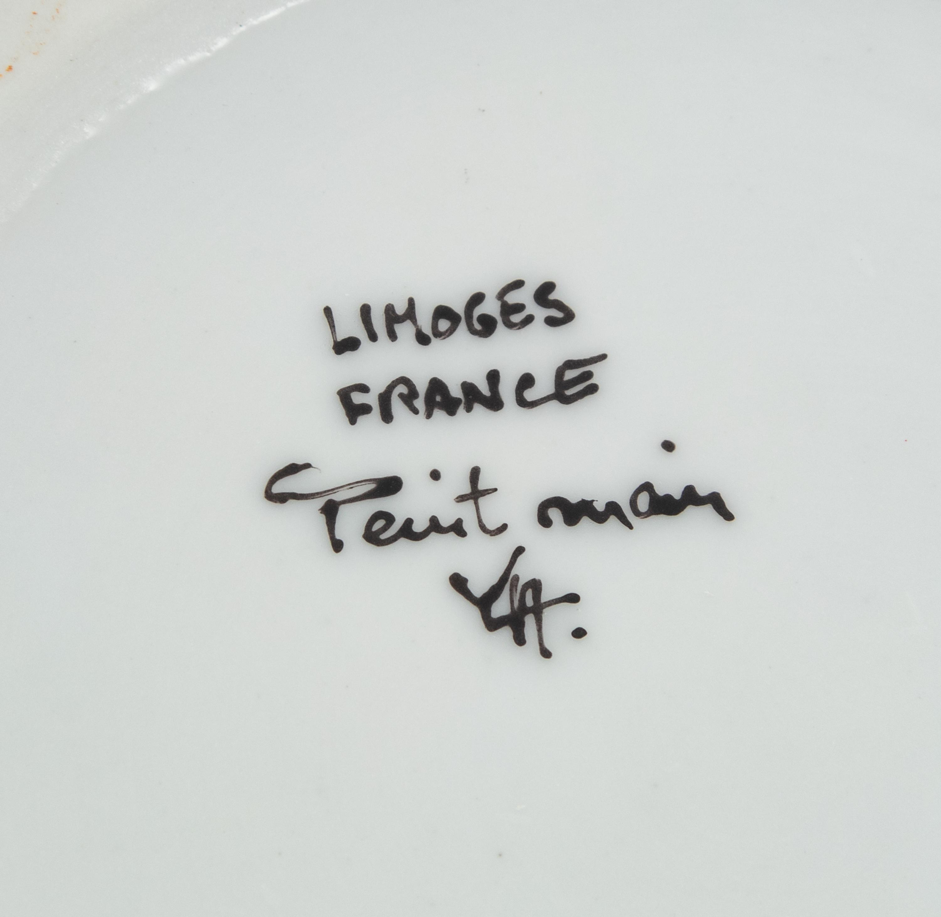A Limoges Painted Porcelain Cache Pot