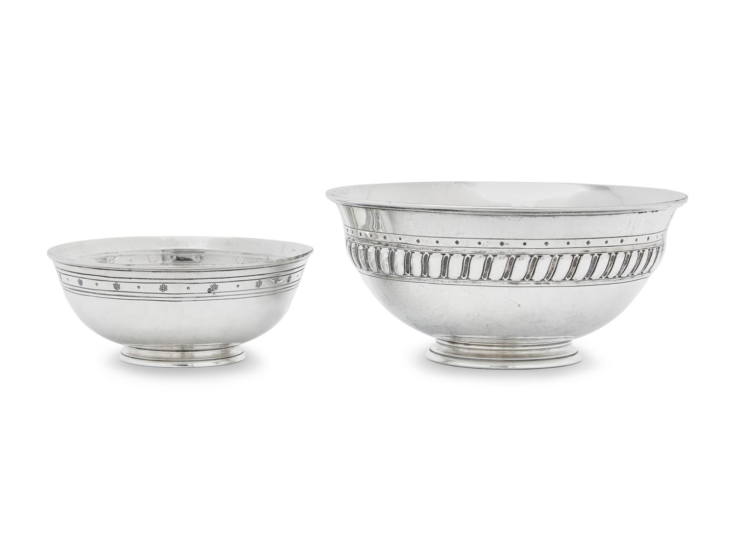 Two Arts & Crafts Silver Footed Bowls