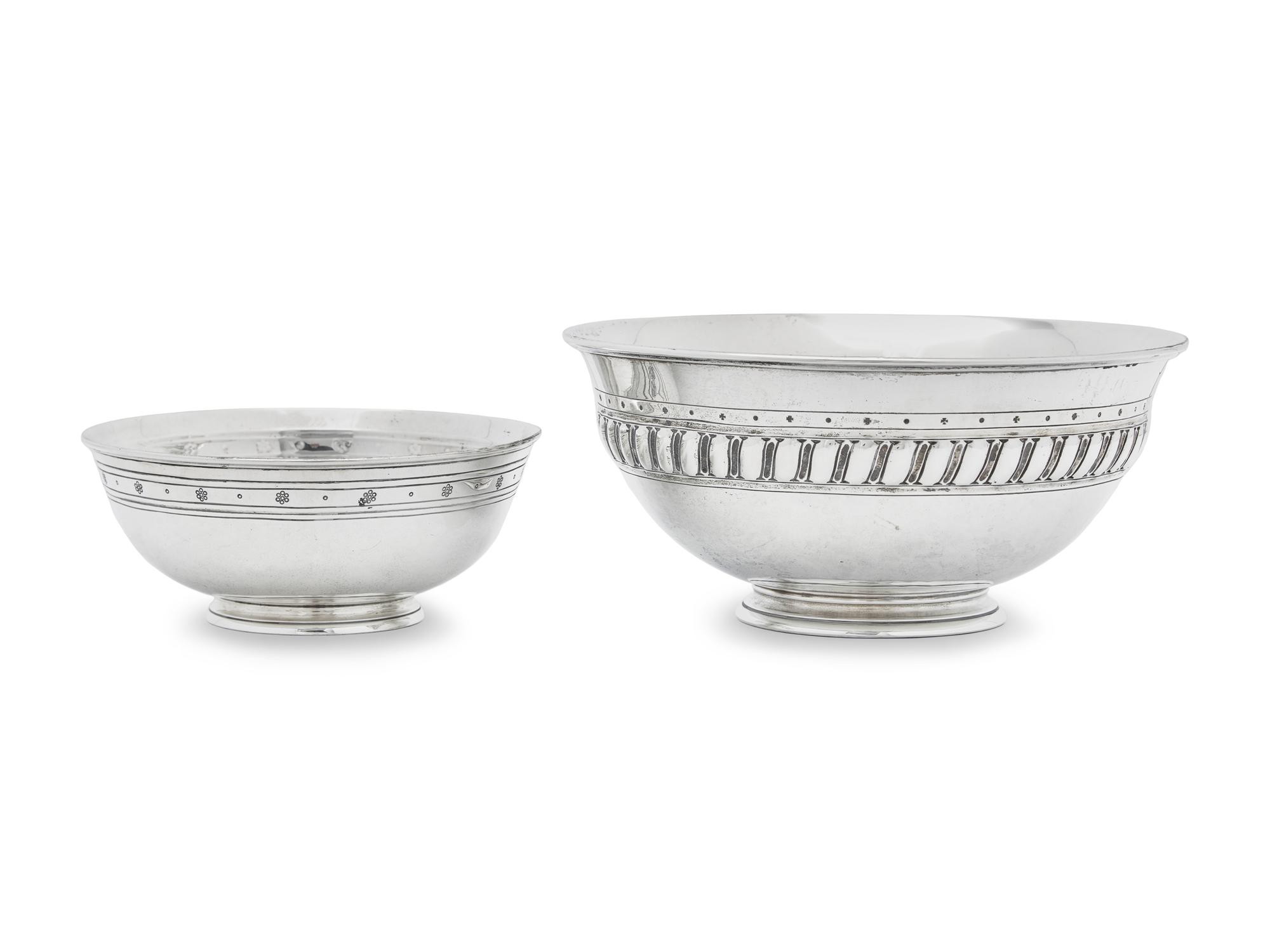 Two Arts & Crafts Silver Footed Bowls