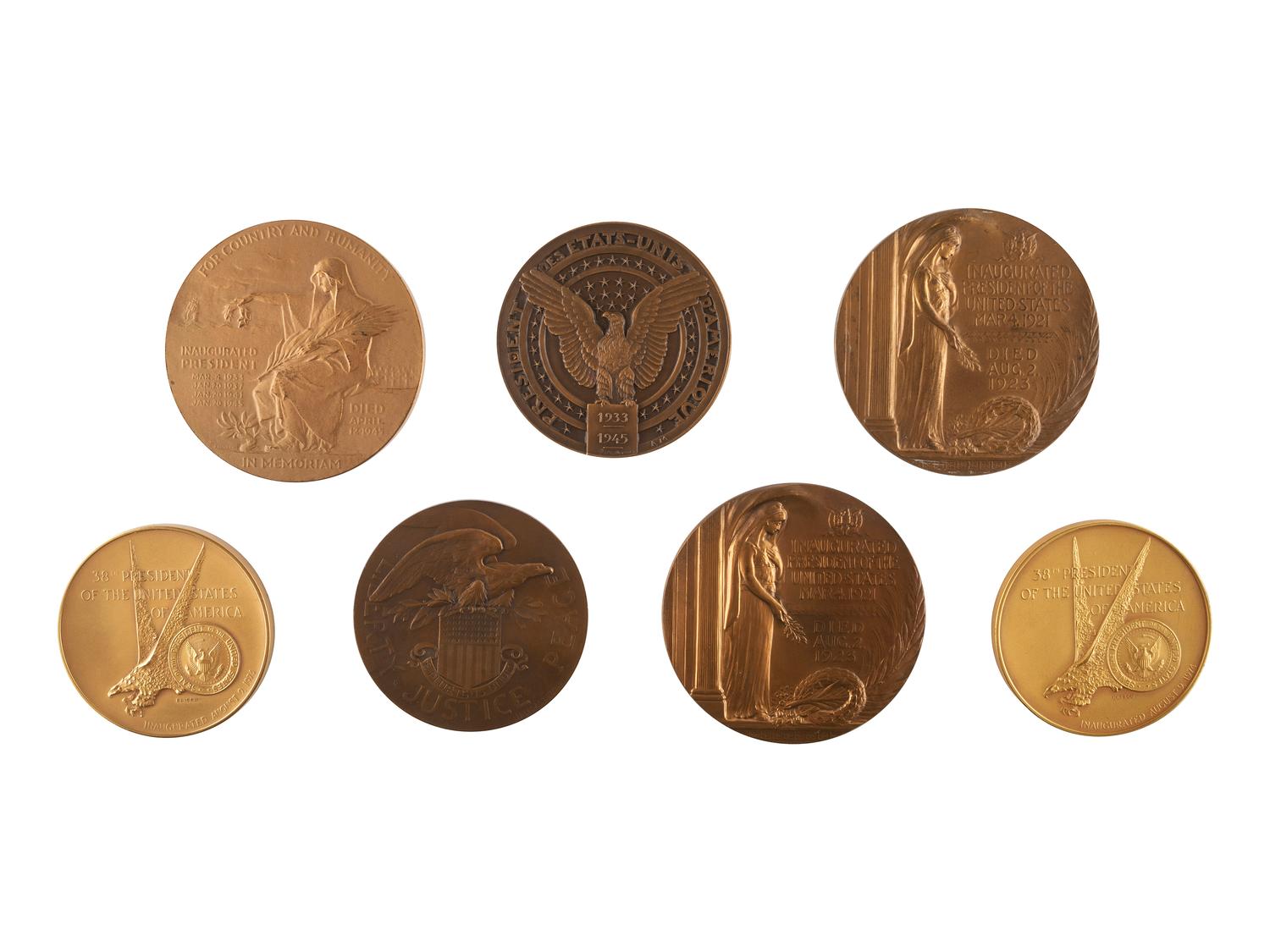 [EXONUMIA]. A group of presidential and Americana medals and tokens, comprising: