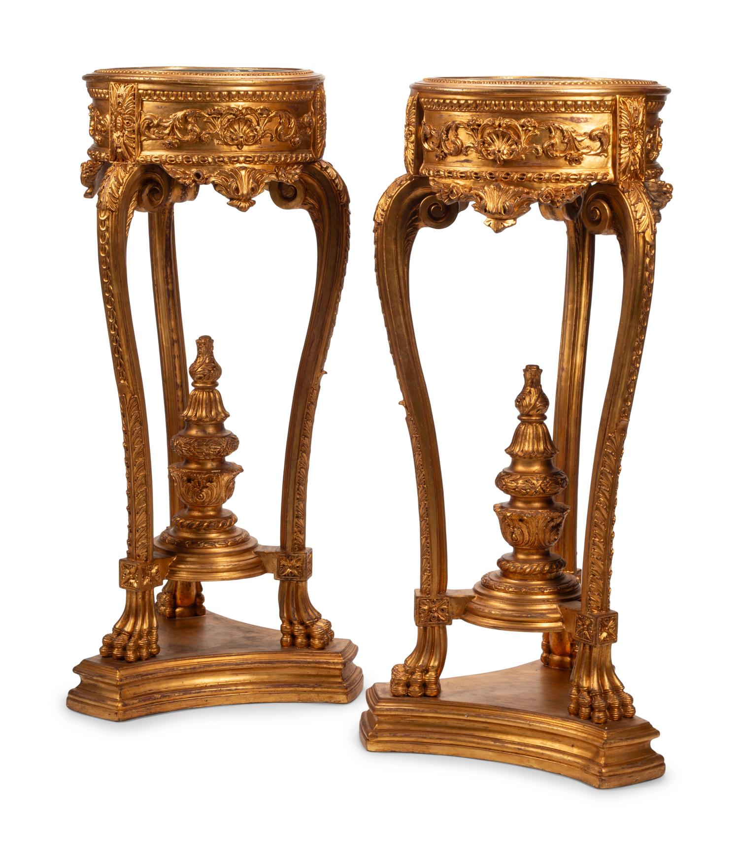 A Pair of Régence Style Giltwood Jardinière Stands