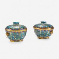 A pair of Chinese cloisonné covered circular bowls 18th/19th Century