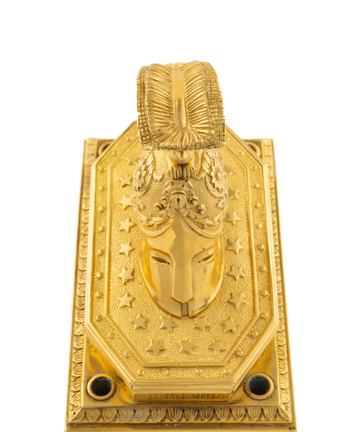 An Empire Gilt Bronze Inkwell with Helmet-Form Cover