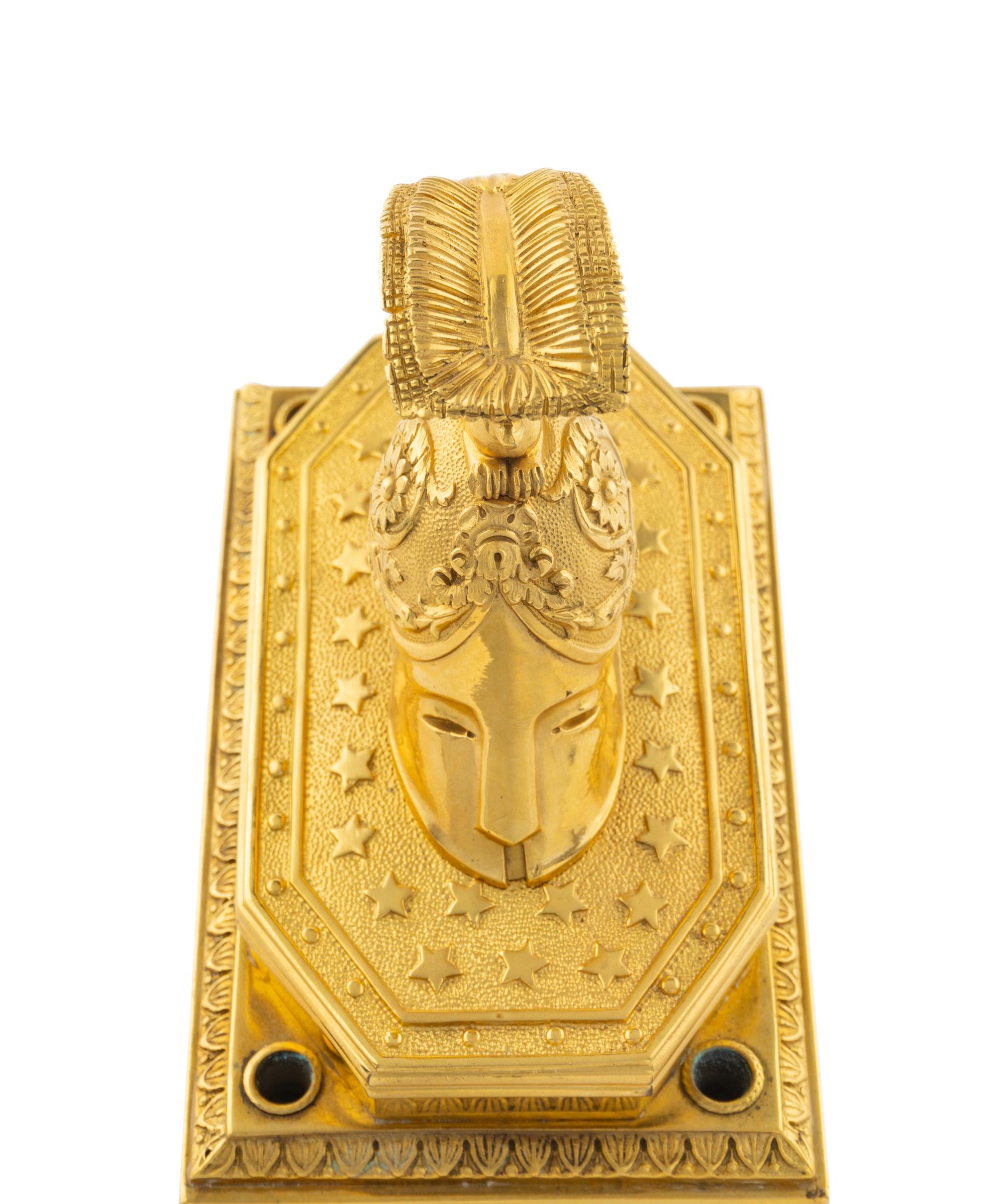An Empire Gilt Bronze Inkwell with Helmet-Form Cover
