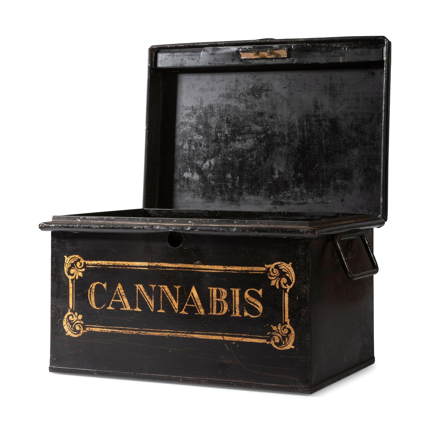 A Painted Tin Cannabis Storage Box