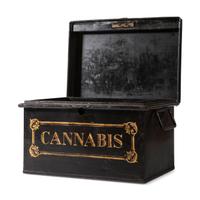 A Painted Tin Cannabis Storage Box
