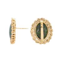 Opal, Diamond, and Yellow Gold Earrings
