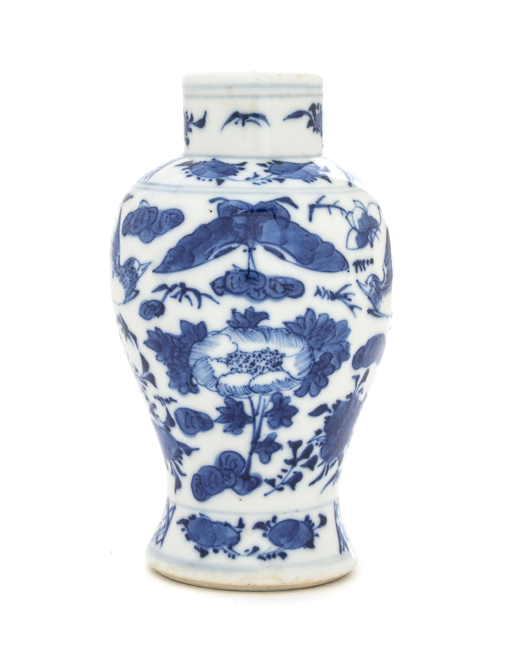 A Blue and White Porcelain Vase Height 4 3/4 inches.