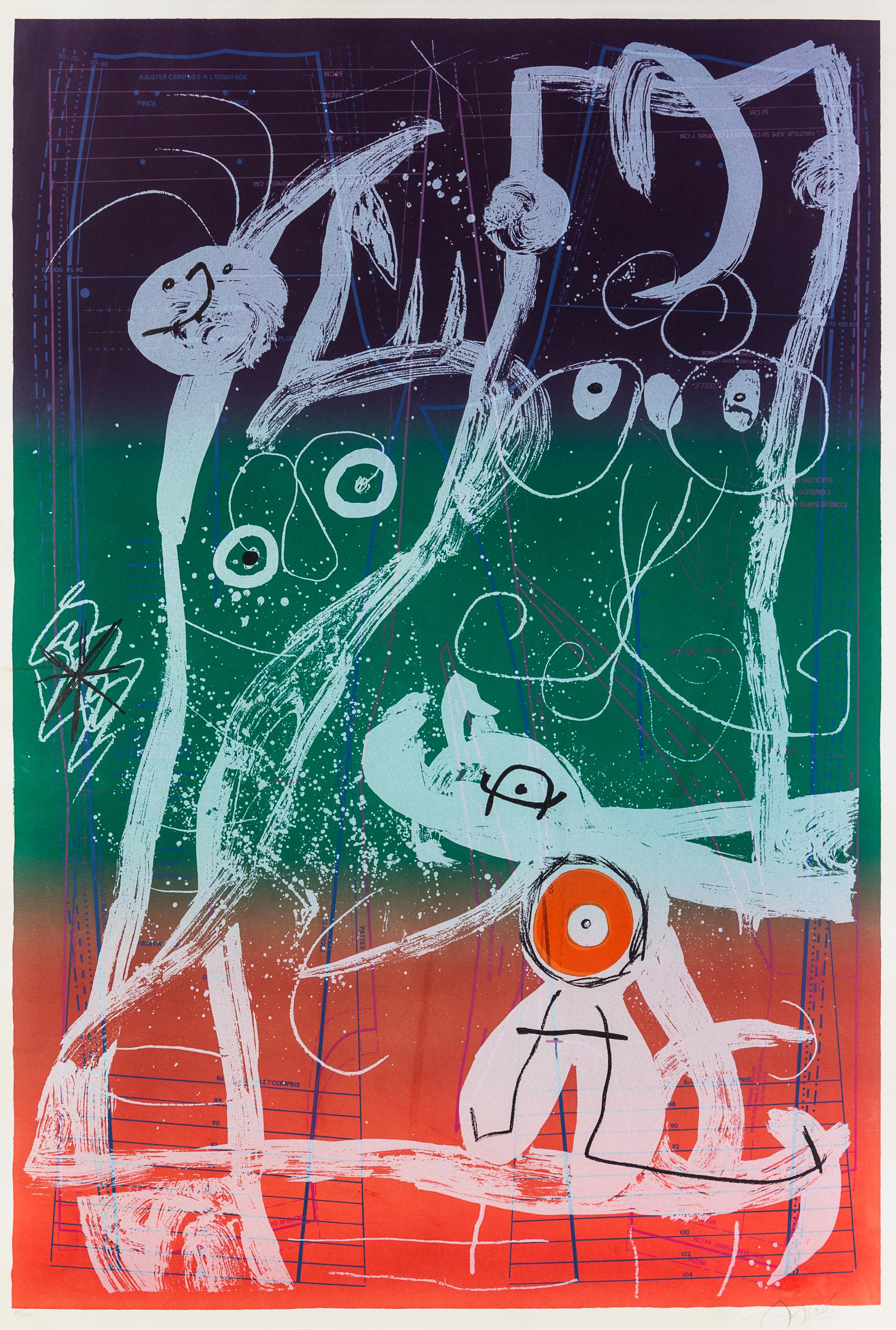 Joan Miro, (Spanish, 1893-1983), Fashion Frenzy - Blue, Red, Green, 1969