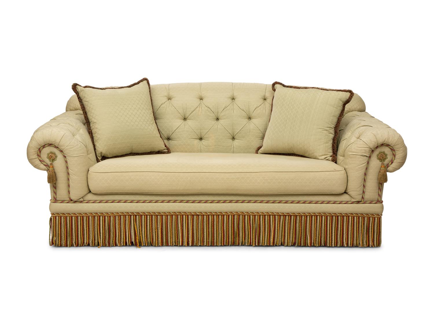 A Button-Tufted Sofa with Scalamandré Upholstery