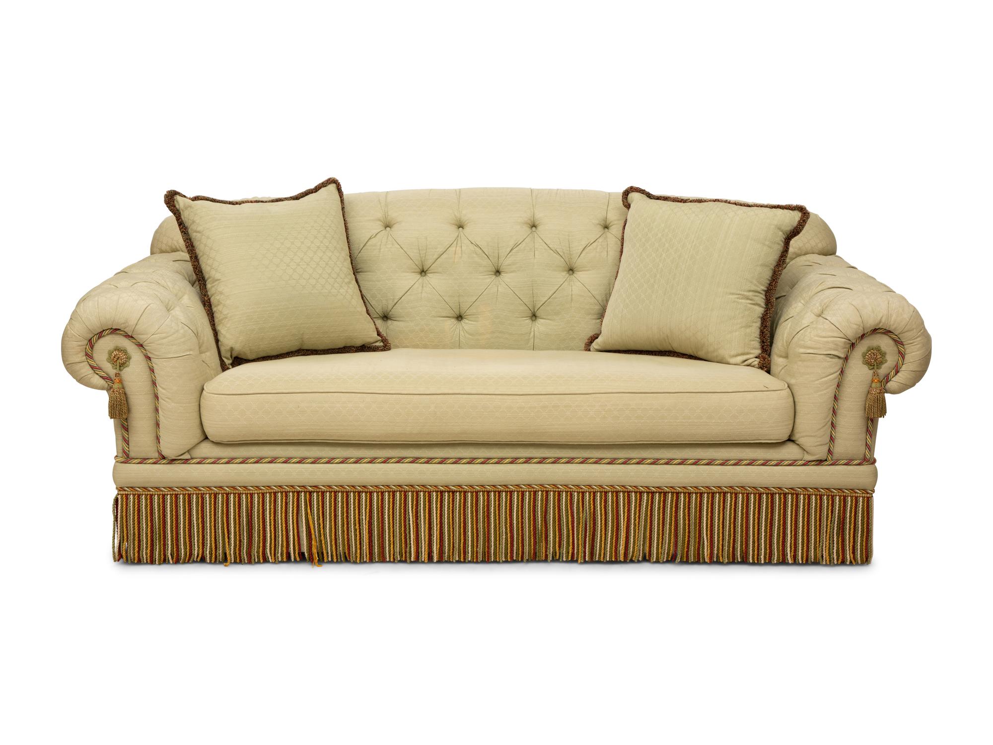 A Button-Tufted Sofa with Scalamandré Upholstery