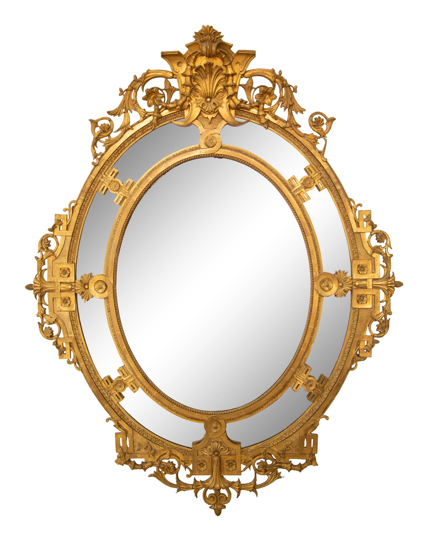 A Napoleon III Giltwood Oval Mirror