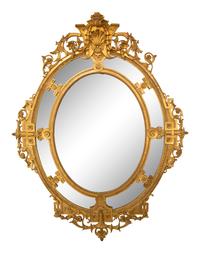 A Napoleon III Giltwood Oval Mirror