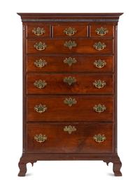 A Chippendale Figured Mahogany Tall Chest of Drawers