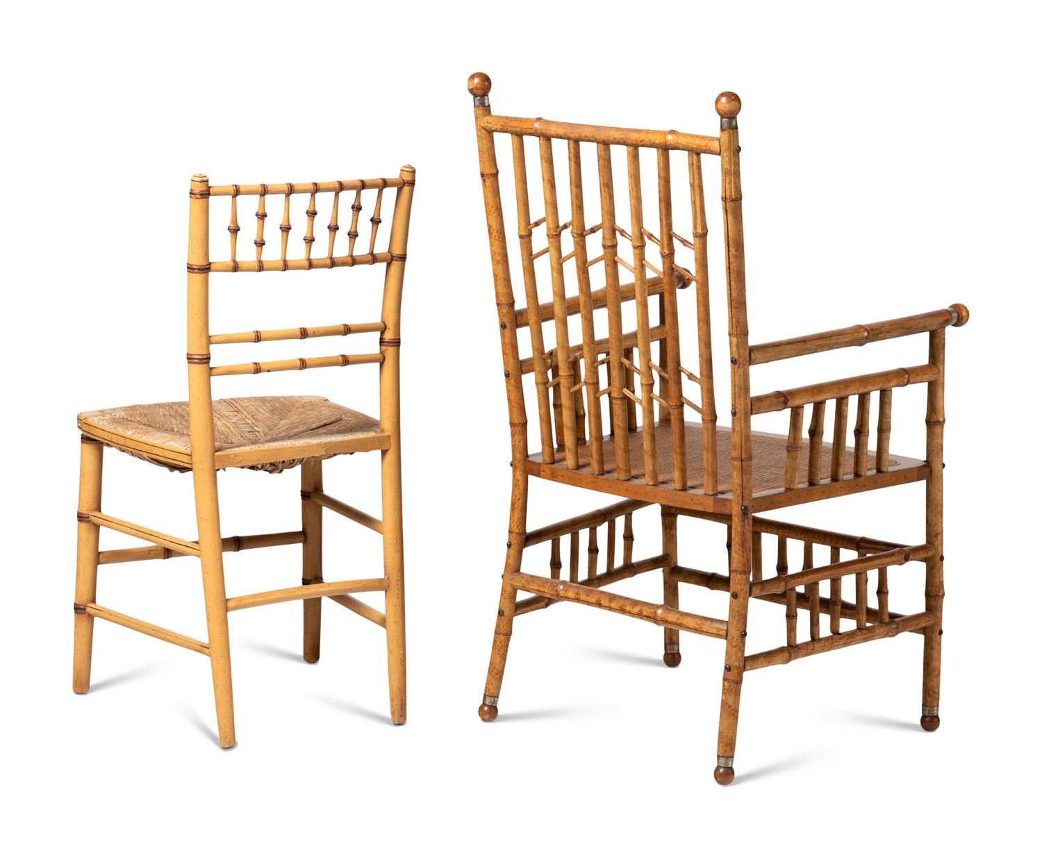 An R.J. Horner Faux-Bamboo Desk and Armchair