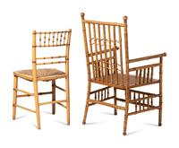 An R.J. Horner Faux-Bamboo Desk and Armchair
