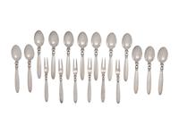 A Collection of Georg Jensen Cactus Silver Flatware Articles