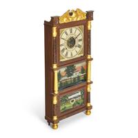 A Classical Parcel-Gilt Mahogany Shelf Clock with Double Eglomise Panels