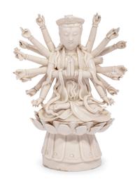 A Chinese Blanc-de-Chine Porcelain Figure of Multi-Armed Guanyin