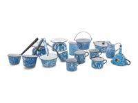 A Group of Chrysolite Enameled Graniteware Table Articles