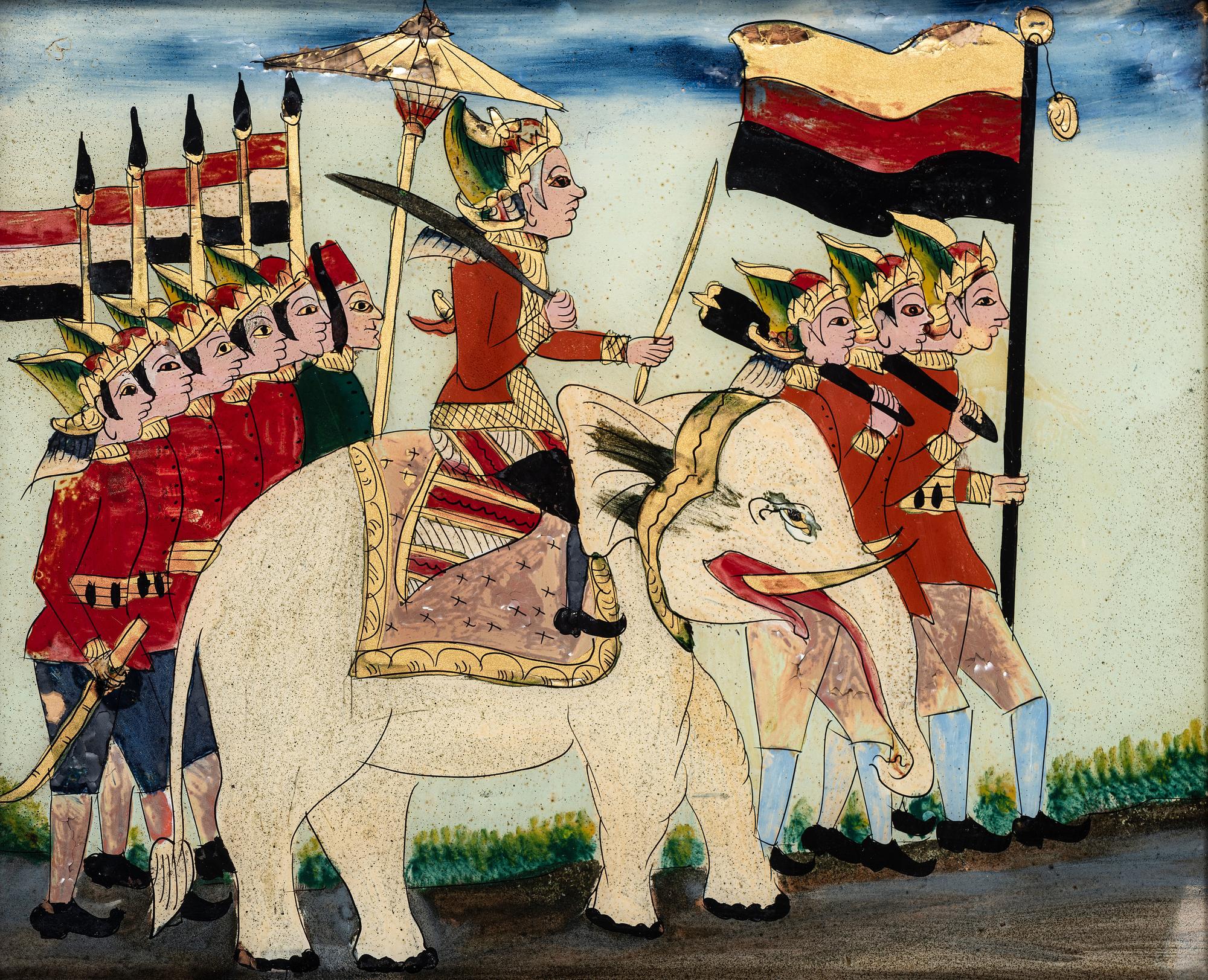 Three Javanese Reverse Glass Paintings