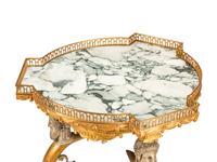 A Pair of French Neoclassical Style Gilt and Silvered Bronze Marble-Top Tables
