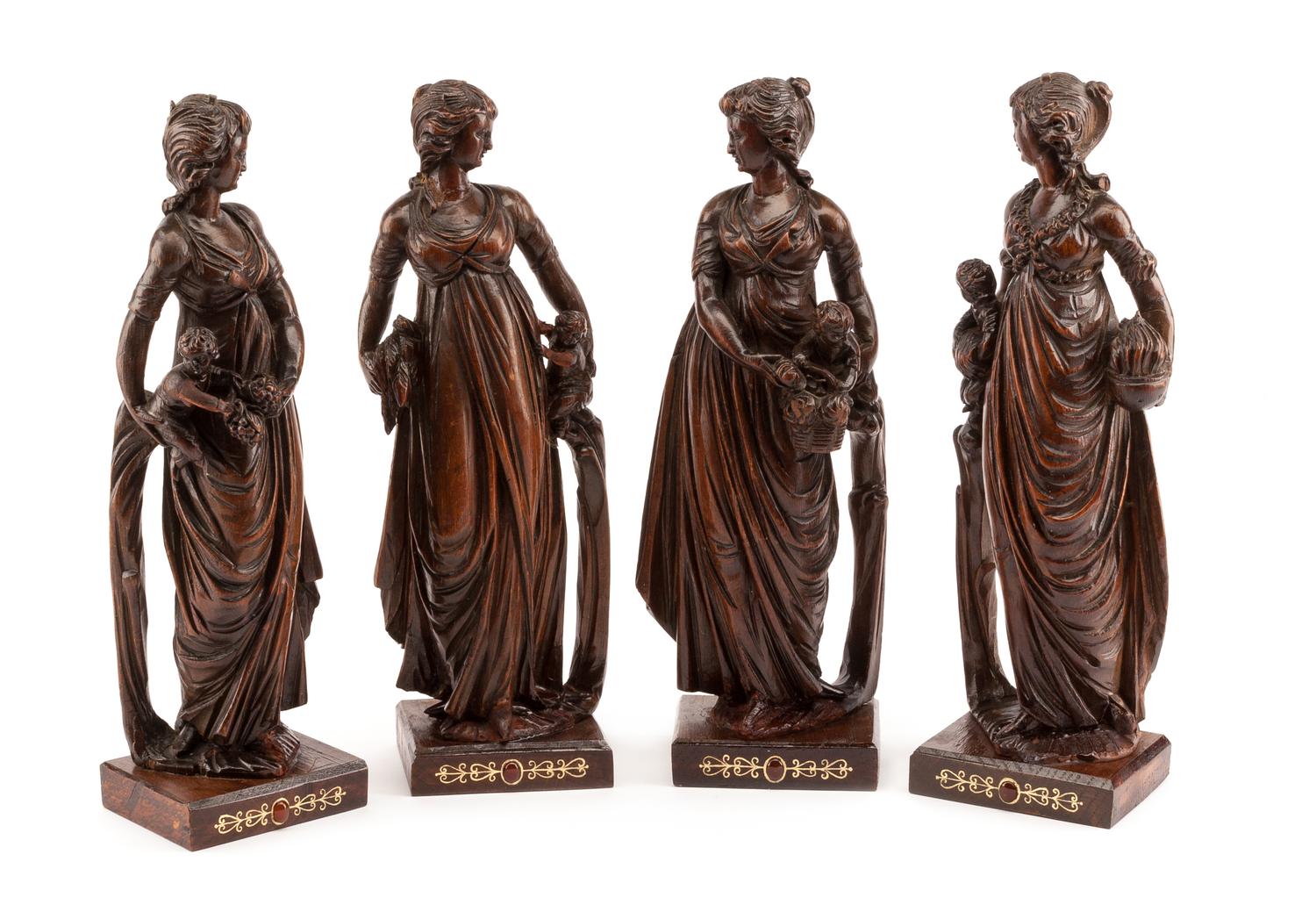 A Set of Four Italian Carved Wood Figural Groups Height 13 inches. — 19TH CENTURY