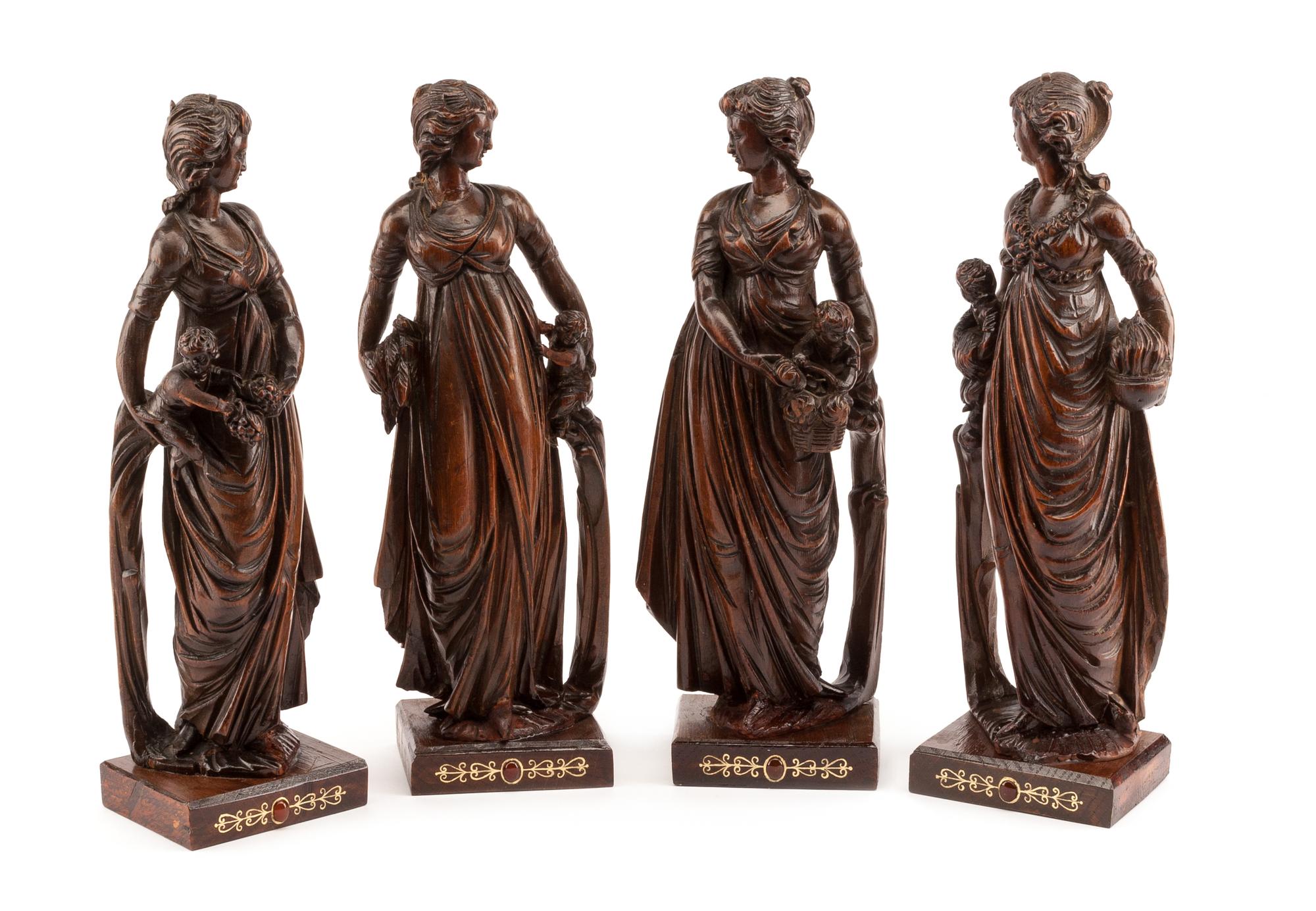 A Set of Four Italian Carved Wood Figural Groups Height 13 inches. — 19TH CENTURY
