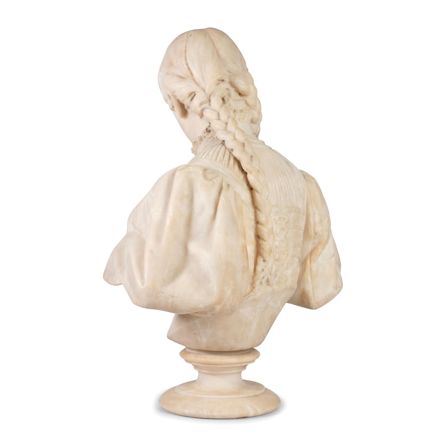 An Italian Carved Alabaster Figure of a Young Lady