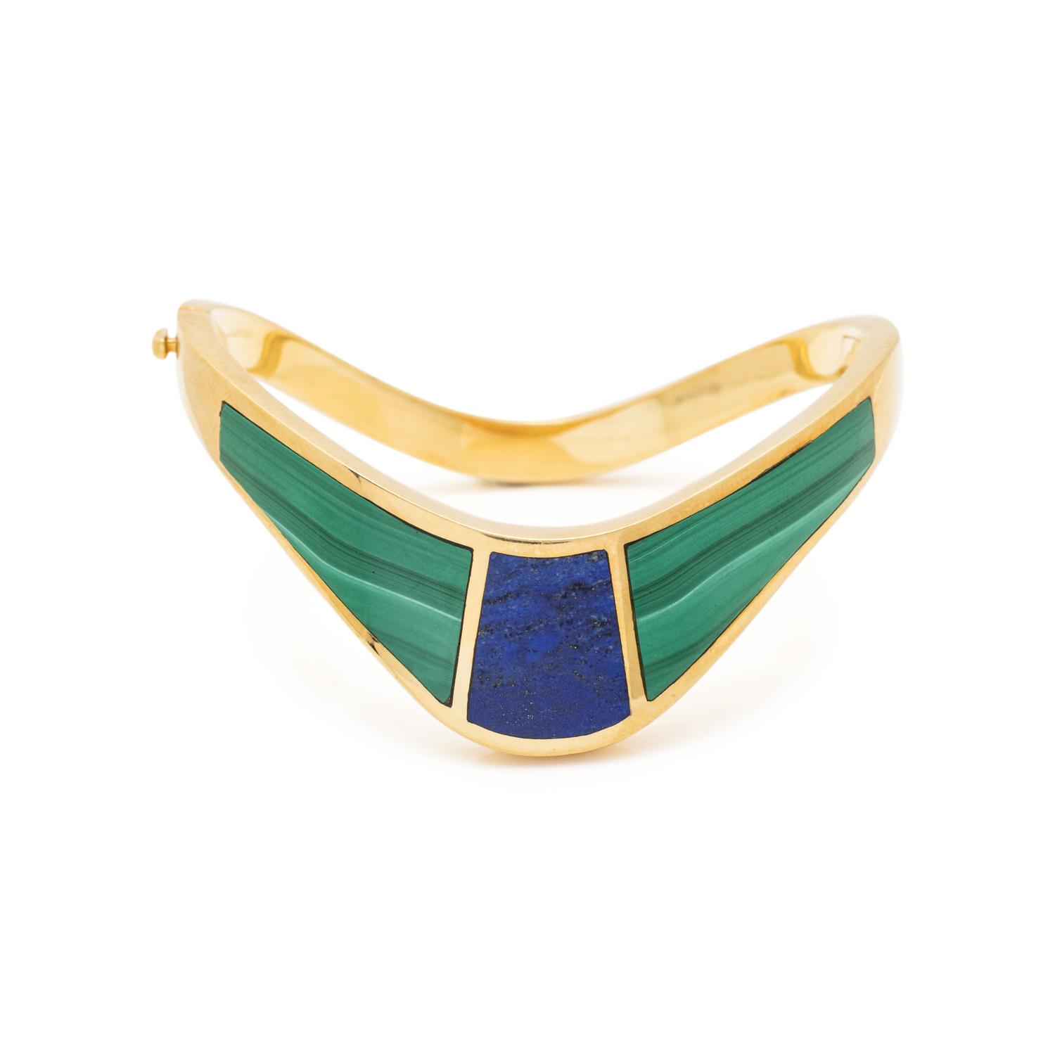 MALACHITE AND LAPIS LAZULI BANGLE BRACELET