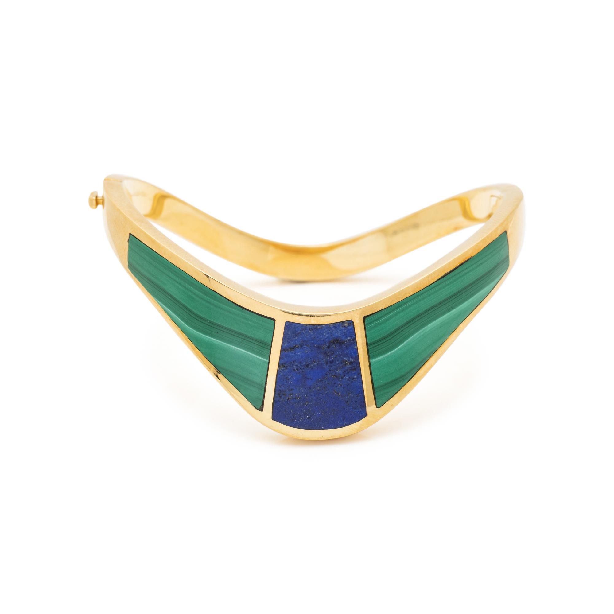 MALACHITE AND LAPIS LAZULI BANGLE BRACELET