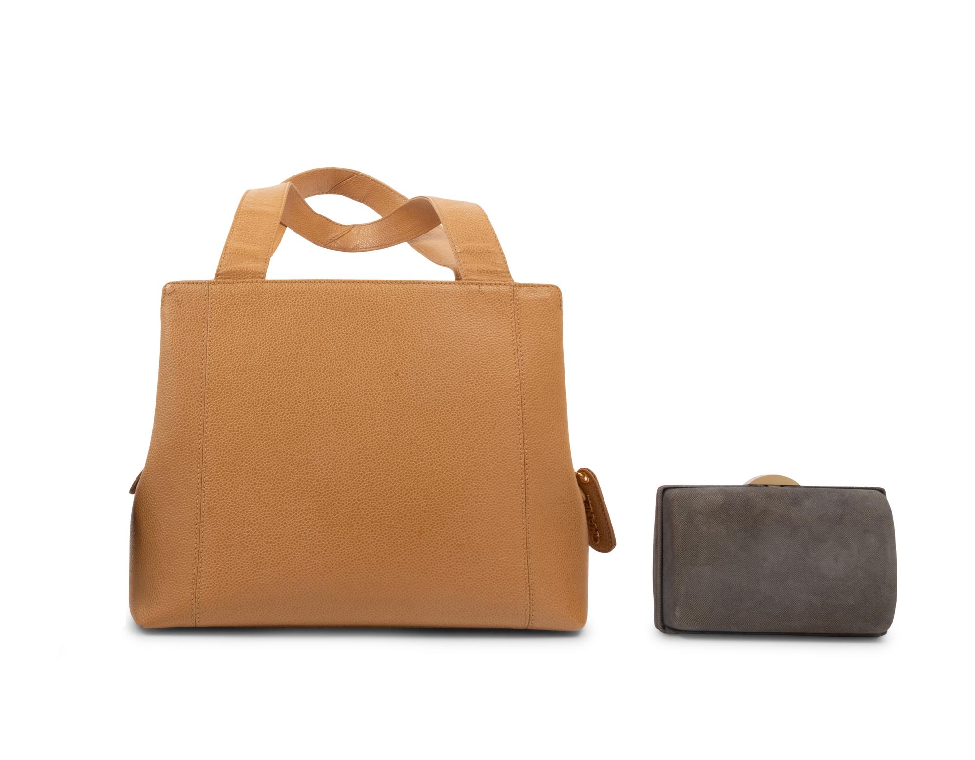 Two Chanel Bags: One Leather Hand Bag, One Metallic Minaudière, 1997-1999