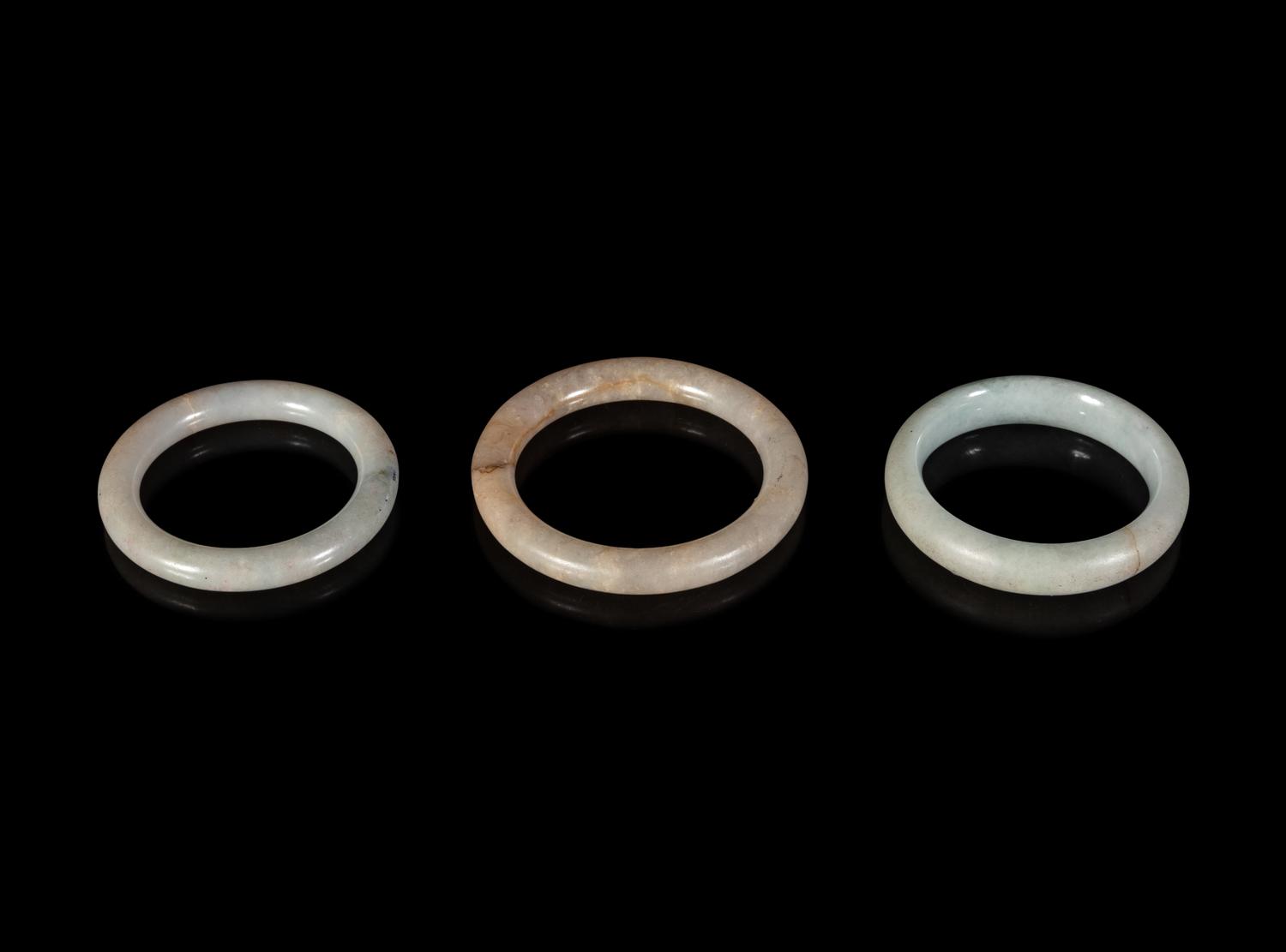 Ten Chinese Hardstone Bangles
