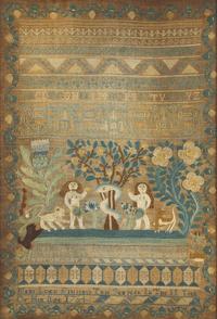 A Rare "Adam & Eve" Needlework Sampler