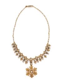 VICTORIAN, YELLOW GOLD AND PEARL NECKLACE