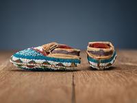 Sioux Toddler's Fully Beaded Hide Moccasins