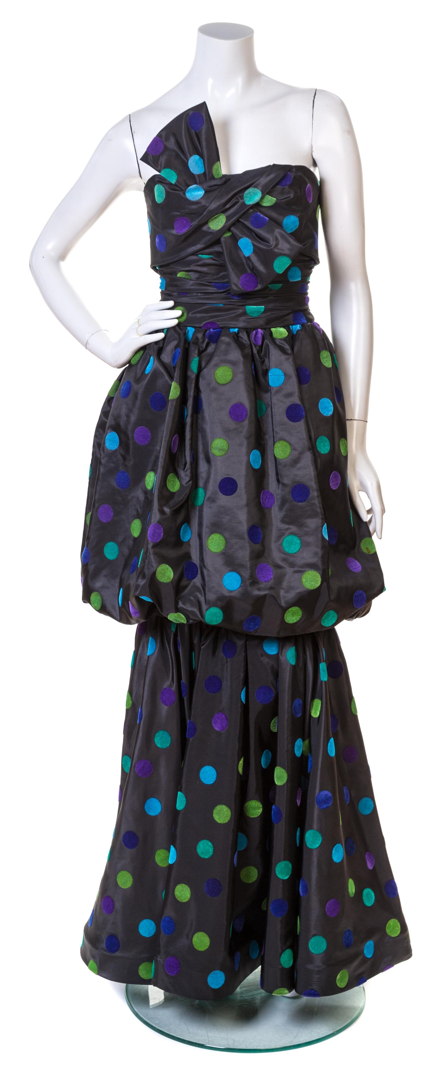 A Nina Ricci Black Silk Taffeta Strapless Gown, No size.
