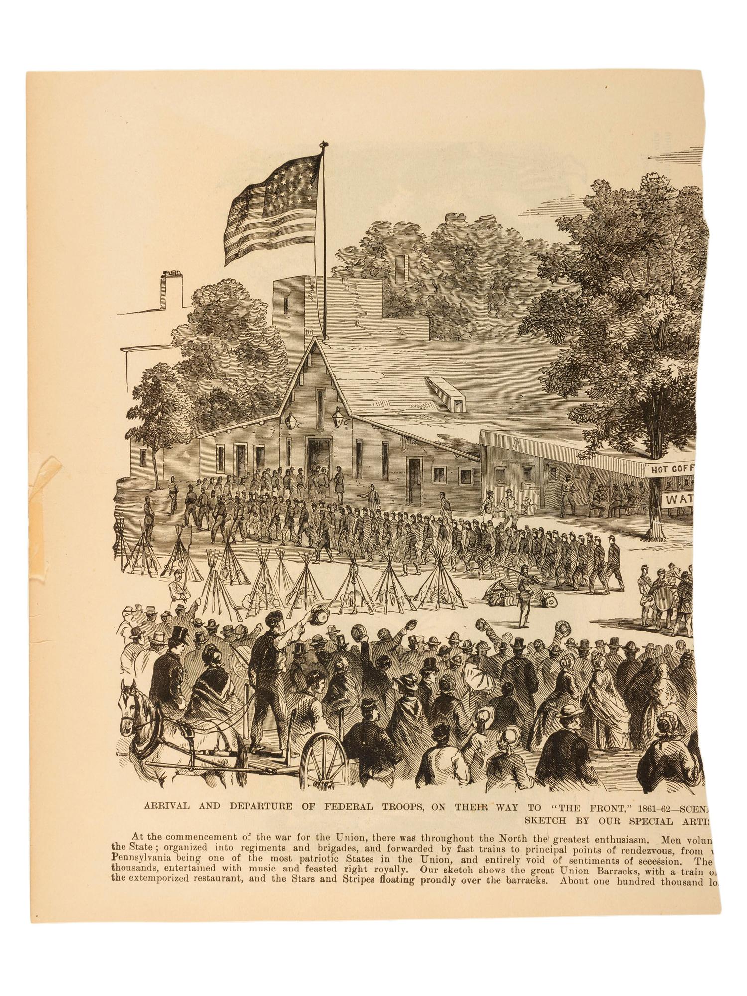 [HAWKINS' ZOUAVES]. A group of prints and newspapers featuring illustrations and coverage of the 9th New York Infantry Regiment in the battlefield, comprising: