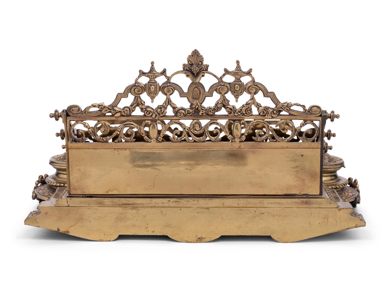 A Victorian Brass Ink and Letter Stand